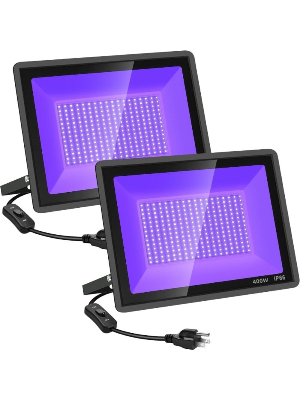 2 Pack 400W LED Black Light Flood Lights - Waterproof UV Glow for Parties